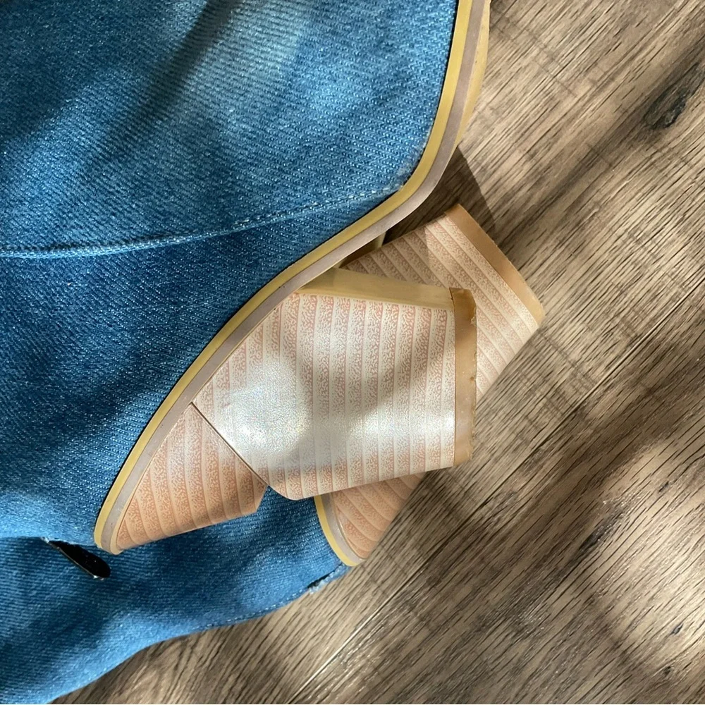 Denim boots, full back zipper, cute heels, sz 8.5/39 - Picture 8 of 8